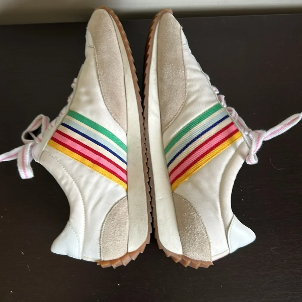 BODEN Striped Runner Trainers Tennis Shoe Sneaker Rainbow Sneaker Sz 38 US 7